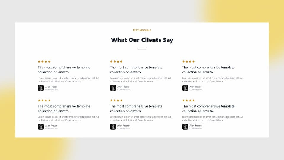 Testimonial section for a marketing website